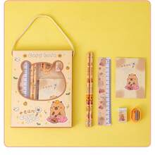 6Pcs Back To School Stationery Set Gift Box For Primary Students -Cute Capybara Kids Study Supplies (Pencils, Ruler, Eraser, Notebook, Sharpener) - Ginger - View 4