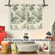 2pcs Large French Country Kitchen Towels - Heavy-Duty 16x24 Inch Vintage Toile Fabric With Sheep, Cottages & Vineyard Motifs - Rustic Farmhouse Hand Towels For Bathroom, Spa, Gym - Machine Washable (Beige/Green), Tea Towels, Christmas Tea Towels, Tea Towels For Drying Dishes, Christmas Towels Bathroom, Dish Cloth, Christmas Kitchen Items, Christmas Kitchen Towels, Dish Towels, Xmas Tea Towels, Fall Tea Towels - trắng - Xem 6