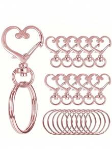 20/100pcs Set Of Heart-Shaped Rotating Buckle Hook Strap Key Ring - Colored Metal Spring Buckle Suitable For DIY Handicrafts, Lanyards And Accessories - Zinc Alloy Lobster Deduction Ring In 4 Colors - Multicolor - View 1