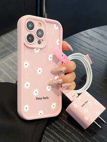 5pcs Pink Phone Case Set, Compatible With IPhone 17, 17 Air, 17 Pro, 17 Pro Max, Includes Charger Head, Data Cable, Lanyard, Compatible With IPhone 13, 14 Pro Max, 15 Pro Max, 11, 14 Plus, 15 Plus, XSM, 16, 16 Pro Max - Pink - View 5