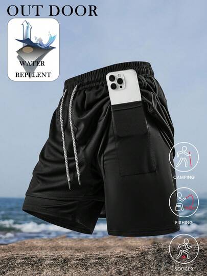 Pantalones cortos deportivos de verano para hombres con bolsillos laterales, adecuados para correr y senderismo, de unicolor