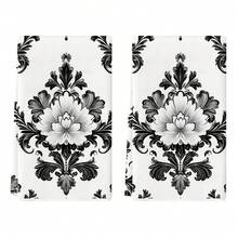 2pcs Elegant Black & White Damask Floral Kitchen Towels - Vintage Polyester Hand Towels, 16x24 Inch, Ideal For Farmhouse Decor & Holiday Use, Hand Wash Only, Kitchen Dish Towels, Napkins, BBNNI15PEA69 - 白色 - 查看 1