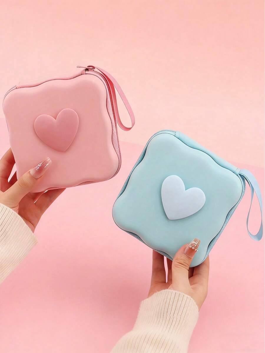 Pink Portable Electronic Organizer Case (Compatible With IPhone 15W Charger, 14 13 Pro Max), For Cables, Chargers, USB Drives - Zipper Closure, Travel-Friendly Accessory Pouch, Travel Essentials, School Supplies, Christmas & Valentine's Day Gift For College Students - Multicolor - View 1