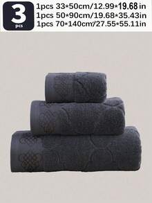 QIBHI 3/1 pezzo(i) Asciugamano in spugna di colore unito/Asciugamano viso/Asciugamano da bagno, morbido e assorbente, adatto per bagno, hotel, palestra, viaggio, regalo, salone, sport, esterno, spiaggia, scuola, ritorno a scuola, accessori da viaggio, essenziali per la casa - Grigio Scuro - Visualizzare 4