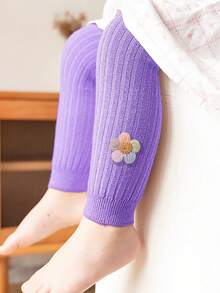 6pcs/Pack Kids Floral Print Ankle Length Tights, Sweet & Cute Style, Bright Color Dopamine Palette, Suitable For Girls Everyday Wear, Spring - Multicolor - View 4