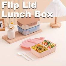 1 Set Plastik PP einfarbige quadratische Lunchbox, mikrowellengeeignet, wiederverwendbar, geeignet für Büromitarbeiter, Studenten, Outdoor-Aktivitäten und Camping - Verschiedenfarbig - Übersicht 3