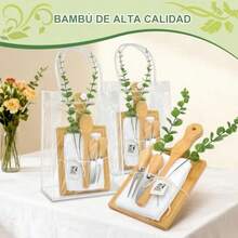 55 Piezas-6 Sets de Tablas de Quesos de Bambú con Cucharas Tenedores Espátulas Toallas a Cuadros Tarjetas de Agradecimiento y Bolsas de Regalo Ideal para Baby Shower Bodas y Regalos de Cumpleaños - como en la foto - Ver 3