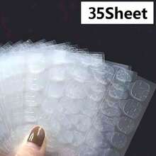 360 件（15 张）/600 件（25 张）/840 件（35 张）/1080 件（45 张）/1320 件（55 张）/1560 件（65 张）双面凝胶指甲胶，用于按压指甲果冻双面指甲粘合剂粘性标签指甲胶贴纸指甲贴纸 DIY