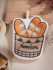 New Thickened Coral Fleece Embroidered Coffee Hand Towel, Cute Hand Towel For Kitchen And Bathroom