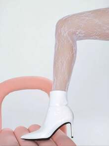 1双女士花卉蕾丝连裤袜/长筒袜，渔网袜，高腰显瘦紧身款，大码，适合各种场合 - 白色 - 查看 6