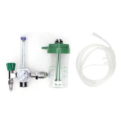 Reductor de Presión de Oxígeno Médico con Medidor, Roscas Macho G5/8-14 (CGA540), Aleación de Zinc Duradera Anticorrosiva, Flujo Preciso Estable, para Auxilio Médico e Instituciones Científicas