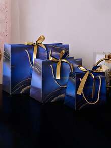 5 أكياس هدايا من الرخام، أكياس هدايا مطبوعة بألوان، أكياس هدايا ذات شريط ذو لونين أنيق، مناسبة لتغليف الهدايا، هدايا العروس في الزفاف، هدايا أعياد الميلاد، تغليف هدايا المناسبات، تغليف هدايا عيد الحب. - متعدد الألوان - مشاهدة 2