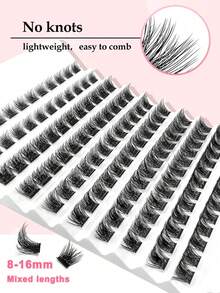 120pcs Individual False Eyelashes, DIY Eyelash Extension, Lightweight Criss-Cross Soft Daily Cluster Lashes, Thin Band Natural Look Fake Eyelashes - C - View 2