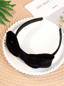 1pc Women's Fashion Bow Decorated Running Princess Headband Cute, Accessories Valentine's Day,Hairband,Hair Hoop Headbands - 黑色 - 查看 6