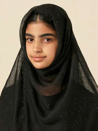 1 st enfärgad moderiktig stjärnklar paljetthalsduk, andningsbar mjuk sjal för kvinnor, enfärgad halsduk för solskydd