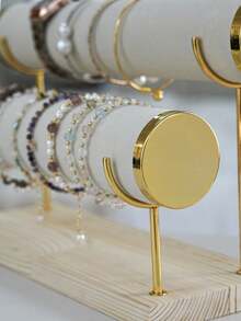 高端精致木质天鹅绒手镯展示架，用于在家中展示手镯、脚链和珠宝首饰 - 彩色 - 查看 6