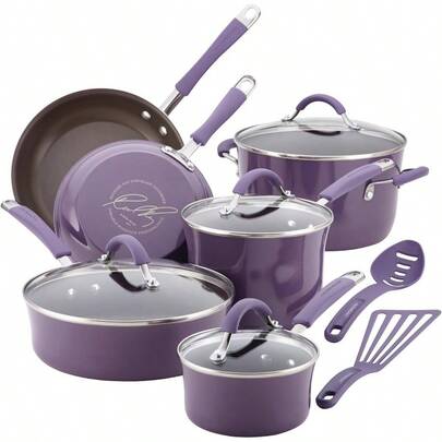 Cucina Hard Porcelain Enamel Nonstick Cookware Set 12-Piece Lavender Purple