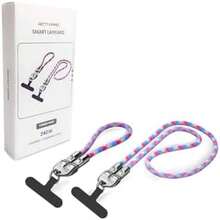 Tangle-Free Smart Lanyard 2-In-1 Pack Mobile Phone Lanyard Anti Theft Phone Wrist Strap Cross Body Strap Type-C Built-In Charging Cable Straps Compatible With Iphone Android Phones Spring Easter Gift - As Pic - View 3
