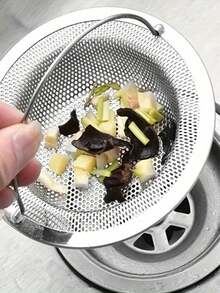 This 1/2 Inch Stainless Steel Handheld Sink Strainer Is So Practical! The Fine Mesh Can Trap Vegetable Scraps And Fruit Peels, The Handheld Design Makes It Easy To Clean, It Fits Most Sink Drains, And It Conveniently Collects Kitchen Waste After Meals To Prevent Pipe Clogs. Compact, Durable, And Easy To Clean. - Multicolor - View 5
