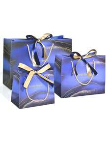 5 أكياس هدايا من الرخام، أكياس هدايا مطبوعة بألوان، أكياس هدايا ذات شريط ذو لونين أنيق، مناسبة لتغليف الهدايا، هدايا العروس في الزفاف، هدايا أعياد الميلاد، تغليف هدايا المناسبات، تغليف هدايا عيد الحب. - متعدد الألوان - مشاهدة 8