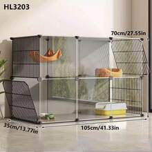 Indoor Cat Cage With Large Free Space, Cat House, Pet Cage With Integrated Litter Box - Multicolor - View 1