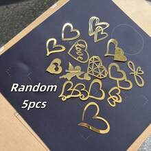 5-20 Heart-Shaped Cake Decorations - Elegant Golden Brown Hearts, Suitable For Weddings, Birthdays, Valentine's Day, Anniversaries, Party Cupcakes, Cakes - No Need For Electricity, Easy To Use - Perfect For Sweet Party Decorations, Celebration Embellishments, Decorative Highlights, High-Quality Edible Decorative Toppings, Preferred For Christmas, New Year, Valentine's Day, Party Event Planning