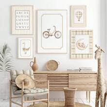 1 Stück Leinwandkunst, neutrale Stil Kinderzimmer Galerie Wanddekoration, sanftes beige Kinderzimmer Dekoration Teddybär Muster Entchen Thema Vintage Reise-Stil Buchstaben Poster - gerahmte Kinderzimmer Wandkunst, Mädchen Kinderzimmer Wanddekoration, Baby Mädchen, Baby Jungen, Mädchen Schlafzimmer Mädchen Kinderzimmer Dekorative Kunst, Baby Produkte Kinderzimmer Poster - Verschiedenfarbig - Übersicht 10