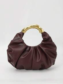 SIMUTINE Bolso de mano único y de alta calidad con forma de nube para mujeres, nuevo bolso plegado de estilo elegante para llevar debajo del brazo, bolso de mano pequeño y de moda, material de PU, adecuado para uso diario, compras, ir al trabajo y la universidad - Burdeos - Ver 9