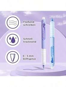 4 piezas Bolígrafos borrables de lavanda, bolígrafos de gel borrables azules, punta fina de 0.5 mm, recargables con tinta de gel borrable, bolígrafos con punta de borrador, adecuados para útiles escolares - Unitalla - Ver 5