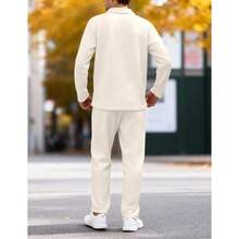 VIOPY Conjunto Deportivo Hombre Pants y Sudadera Set Casuales Track Suit Chándal Pants Completo para Correr Ropa Gym - Beis - Ver 5