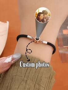 1PC Custom Picture Projection Bracelet,Stainless Steel Round Photo Bracelet,Jewelry For Girlfriend Couple Valentine Birthday Romantic Gifts Valentines,Stylish,Colorful,Vintage,Simple,Unisex,Casual,Cuties,Custom,Personalized,Unique,Ideal Gifts For Him,Ideal Gifts For Her,Her,Boyfriend,Girlfriend,Dad,Mom,Family,Friends,For Anniversaries,For Birthdays,For Graduation,School Gift,For Office - Multicolor - View 1