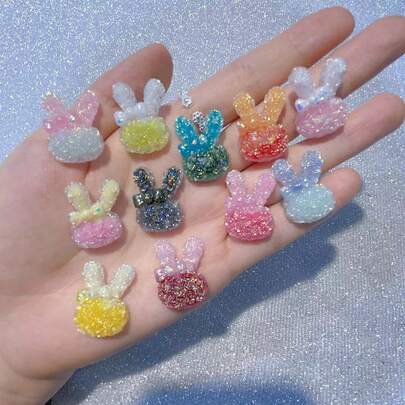 5pcs Mixed Color Glow-In-The-Dark Rose Rabbit Head [Size: 24x17mm] Handmade DIY Accessories - Firefly Glow Resin Decor - Resin Flowers, Suitable For Jewelry Making, Phone Case Decoration, Scrapbooking - Flat Prism Beads, Includes Rose And Rabbit Shapes, New Year/Valentine's Day Gift, DIY Craft Supplies (5pcs Set)