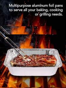 40pcs Oven & Microwave Thick Aluminum Foil Containers With Lids - Rectangular Disposable Tin Trays, Suitable For Frozen Food, Camping, Picnic, Home & Commercial Takeout, Silver Small (5.1 X 3.7 X 1.6 Inches), Silver Medium (8.3 X 5.3 X 2.2 Inches), Gold Medium (7.3 X 5.1 X 2 Inches) - Multicolor - View 5