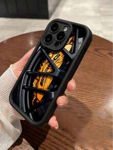 1个黑色轮毂图案全包覆式TPU防震手机壳，兼容 7P、XR、11、12、13、14、15、16 Pro Max、17 Pro Max、17 Pro、Air 17、S22、S23、S24、S25 Ultra、A13、A14、A15、A16、A53、A54、A55等机型