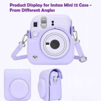 Instant Mini 12 相机包，兼容 Mini 12/Mini 12 相机 - PU 皮革保护套，带可调节肩带 - 淡紫色
