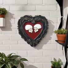 1 Stück Halloween Deko Harz Herz Schädel Heim Dekoration Hängende Verzierung, handgefertigtes ABS Harz Herz Schädel geformtes Kunsthandwerk Wanddekoration, geeignet für Wohnzimmer, Arbeitszimmer, Geschäft und Halloween, Tag der Toten Dekoration - Verschiedenfarbig - Übersicht 3