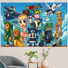 Tung Tung Tung Sahur Tralalo Italian Brainrot Birthday Party Background Decoration Supplies Photography Decor Backdrop Kid Gift - Multicolor - View 7