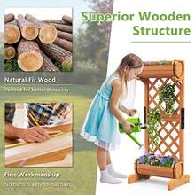 2-In-1 Raised Garden Bed With Trellis Removable Planter Boxes With Lattice Trellis 113 Cm Vertical Wood Flower Bed For Vine Climbing Plants Vegetables And Herbs Orange - 橘色 - 查看 6