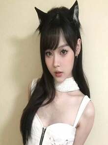 Băng đô tai mèo cáo giả lông thú thủ công - Phụ kiện trang phục Halloween dễ thương, băng đô tai động vật mềm mại, phụ kiện đội đầu cosplay Halloween, trang phục Halloween, thiết kế hài hước, chất liệu mềm mại. - Nhiều màu - Xem 2