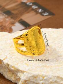 Adjustable Wide Band Gold-Tone Fashionable Ring, Middle Eastern Style Jewelry - Gold - View 2