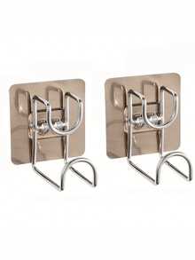 2/4pcs Fashion Stainless Steel Brushed Wall Mount Thickened Heavy Duty Storage Hooks, Stainless Steel Collapsible Basin Hooks - Easy-Install, No-Drill Wall Mount Storage Rack For Bathroom & Kitchen Easy To Install, Metal Practical, Suitable For Yard Storage, Utility Hooks - Multicolor - View 12