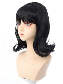 One Black Or Cool Brown Retro Wavy Bob Wig With Bangs, Made Of 12 Inches Of Heat-Resistant Synthetic Fiber, Featuring A 60s/70s Retro Beehive Style. An Elegant And Fashionable Wig Suitable For Everyday Wear Or Parties. - Multicolor - View 3