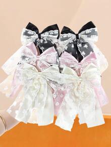 3/6 قطعة/مجموعة من مشابك الشعر بفيونكة من الدانتيل باللون الأسود والأبيض والوردي، مناسبة للأنماط الحلوة والكيوت والجوثيك، تناسب البنات والنساء، يمكن ارتداؤها مع الملابس الحلوة والكلاسيكية والفينتاج للاستخدام اليومي والمناسبات والحفلات، مشابك الشعر، مشابك الشعر الكبيرة - متعدد الألوان - مشاهدة 2