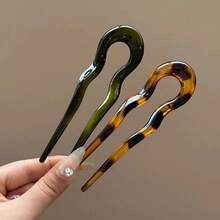 Elegant U-Shaped Hair Forks In Tortoiseshell Acetate - Acrylic Hairpins Women & Girls, Thanksgiving & Formal Events, Hair Accessories - 4 cái - Xem 2