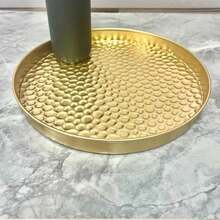 1pc Round Metal Storage Tray, Gold Color, Suitable For Kitchen Fruit Snacks, Cake Display, Home Decor, Perfume Showcase, Cosmetics Organizer, Room Decor - 彩色 - 查看 4