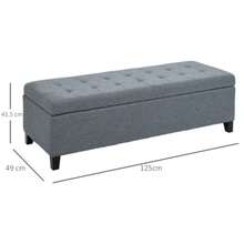 HOMCOM Padded Storage Bench With Lid, Linen Look, For Living Room And Bedroom, Grey - Dusty Blue - View 3