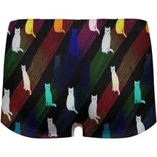 Pantalones cortos coloridos con estampado de silueta de gato para mujer, sin costuras, suaves, elsticos, para mujer, multicolor - inicial - Ver 5