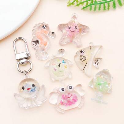 5 Adet Sevimli 3D Işıklı Reçine Pul Yengeç, Kaplumbağa, Yunus, Deniz Yıldızı, Denizatı Okyanus Hayvanları Serisi Rastgele Renk Küçük Kolye Ucu, Anahtarlık, Çanta, Telefon Kılıfı, Çerçeve, Kalemlik, Kolye, Bileklik, Küpe Takı Aksesuarları İçin Uygundur