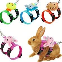 One Adjustable Rabbit Harness And Leash Set, Anti-Escape Rabbit Harness Vest, Made Of Durable And Wear-Resistant Polyester, Suitable For Pets Running, Walking, Jogging, And Leisurely Activities, Including Rabbits, Cats, Dogs, Kittens, Ferrets, And Other Small Pets. - Multicolor - View 10