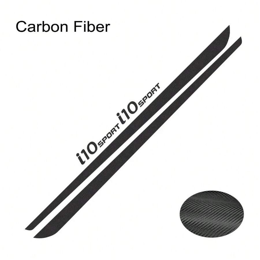4pcs Car Side Body Line Stickers For I10 Tuning Accessories Sport Graphics Vinyl Film Decals - Carbon Fiber - 查看 1
